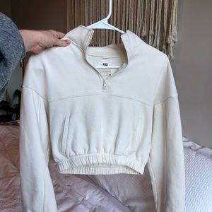 RSQ Mock Neck Womens White Zip Sweatshirt